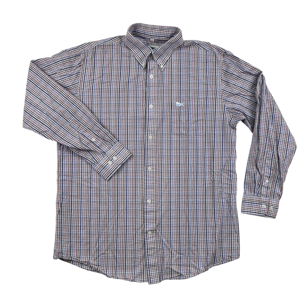 Southern Lure Shirt Mens Large Plaid Button-Up Long Sleeve Preppy Casual